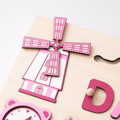Personalized Baby Girl Name Puzzle, Custom Kids Busy Board for Learning, Toddler Gifts for Girls, Baby Birthday Gift, Baby Christmas Gift