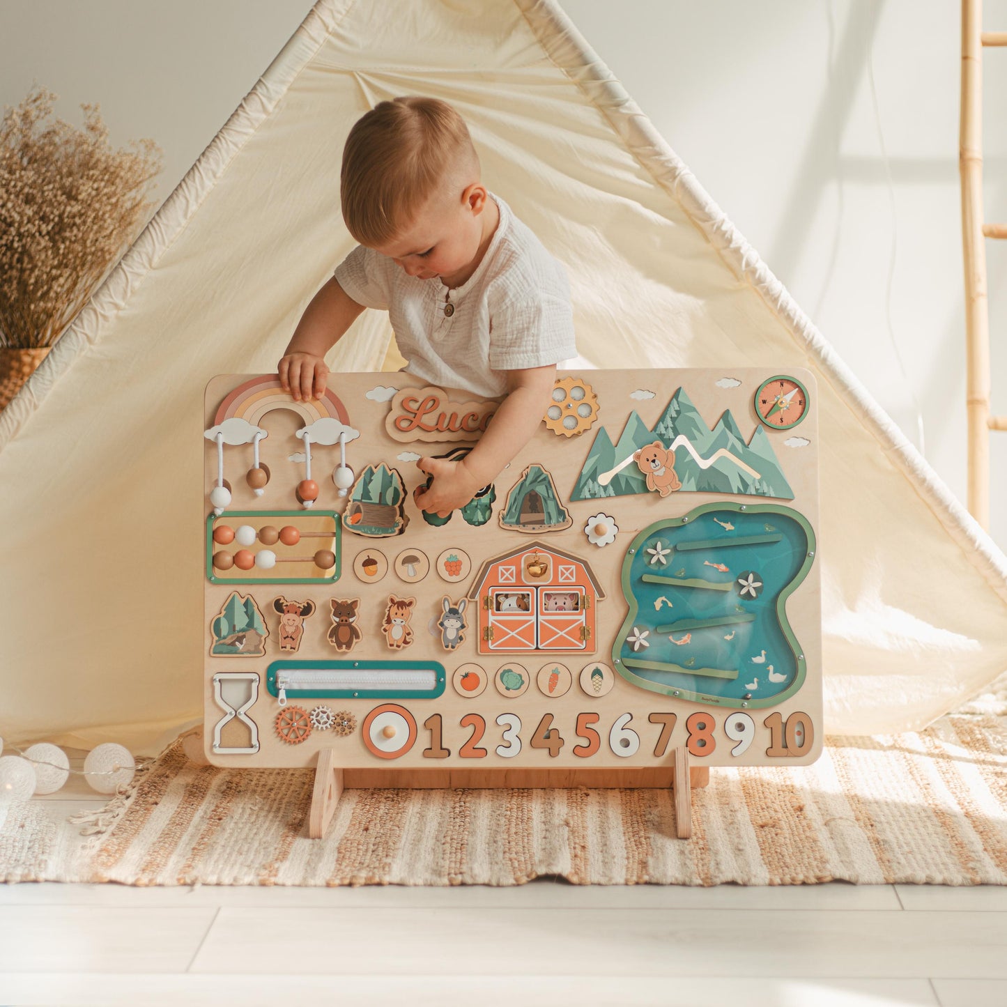 Personalized Large Busy Board - Woodland Playroom Activity Board
