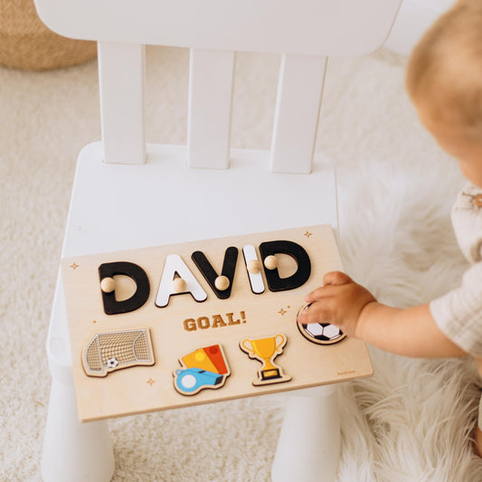 Custom Name Soccer Puzzle Sport Themed Toddler Toy Football Baby Shower Gift 1st Easter Gift