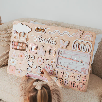 EXTRA LARGE Busy Board Personalized 1st Birthday Gift Montessori Learning Activity Toy