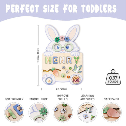 Custom Easter Bunny Baby Name Puzzle, Personalised Baby Montessori Toys, Easter Gift for Baby, 1st Baby Birthday Gift, 2 year old Baby gift