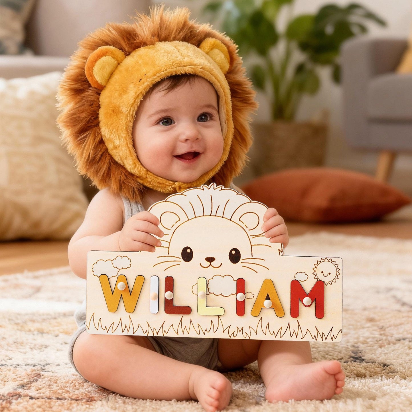Custom Baby Name Puzzle, Educational Wooden Kids Busy Board, Animal Theme Toddler Toy, 1st birthday gift, Baby Shower Gift, Nursery Decor