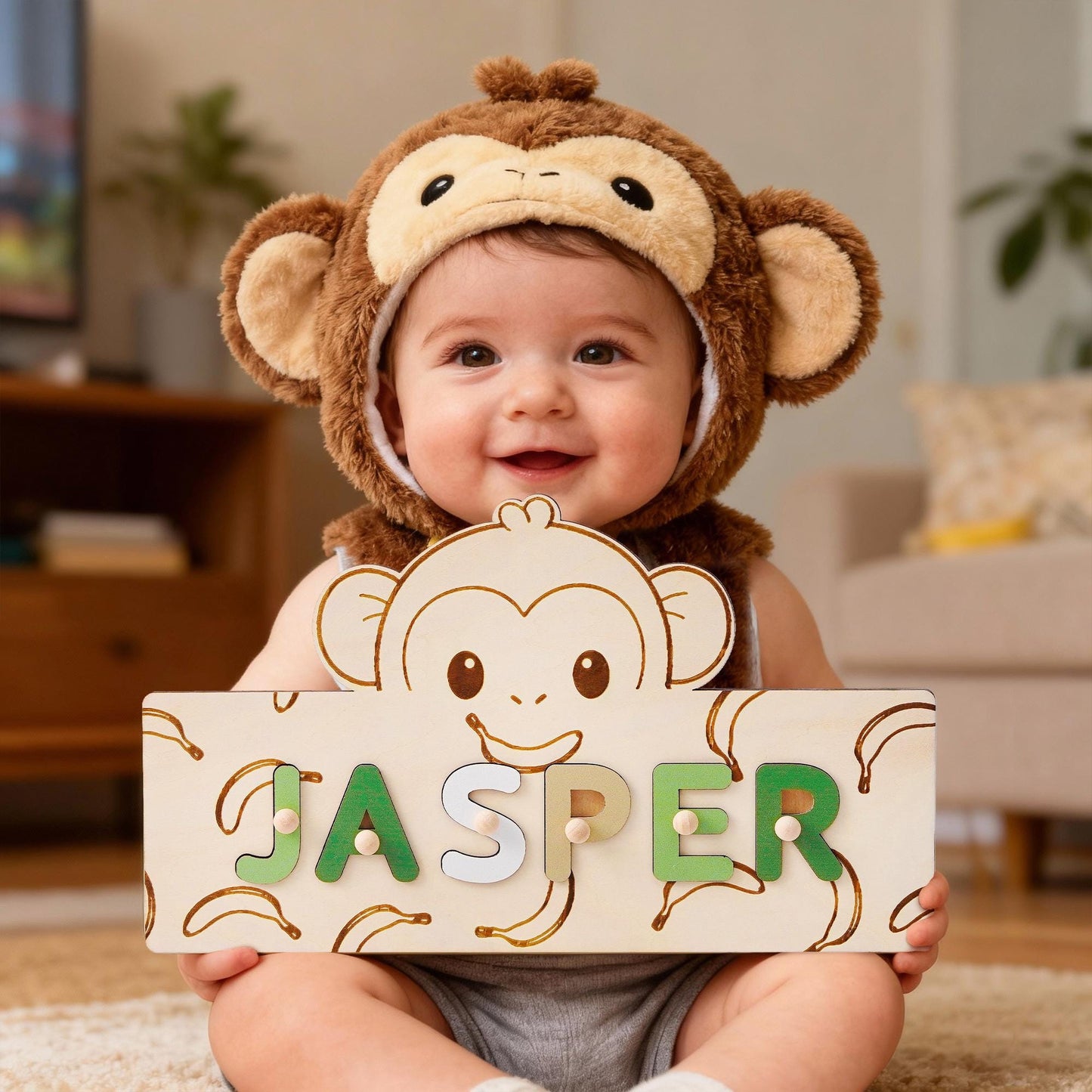 Custom Baby Name Puzzle, Educational Busy Board, Personalized Baby Name, Animal Theme Toddler Toy, 1st Baby birthday gift, Gift for Kids
