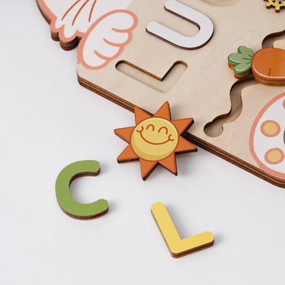 Custom Easter Bunny Baby Name Puzzle, Personalised Baby Montessori Toys, Easter Gift for Baby, 1st Baby Birthday Gift, 2 year old Baby gift