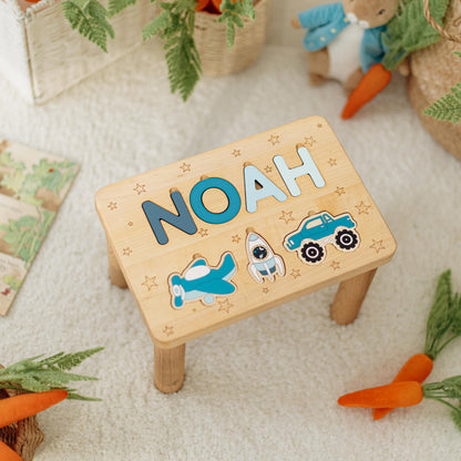 Name Puzzle Stool by BusyPuzzle | Gift for Kids | Easter Basket Stuffers