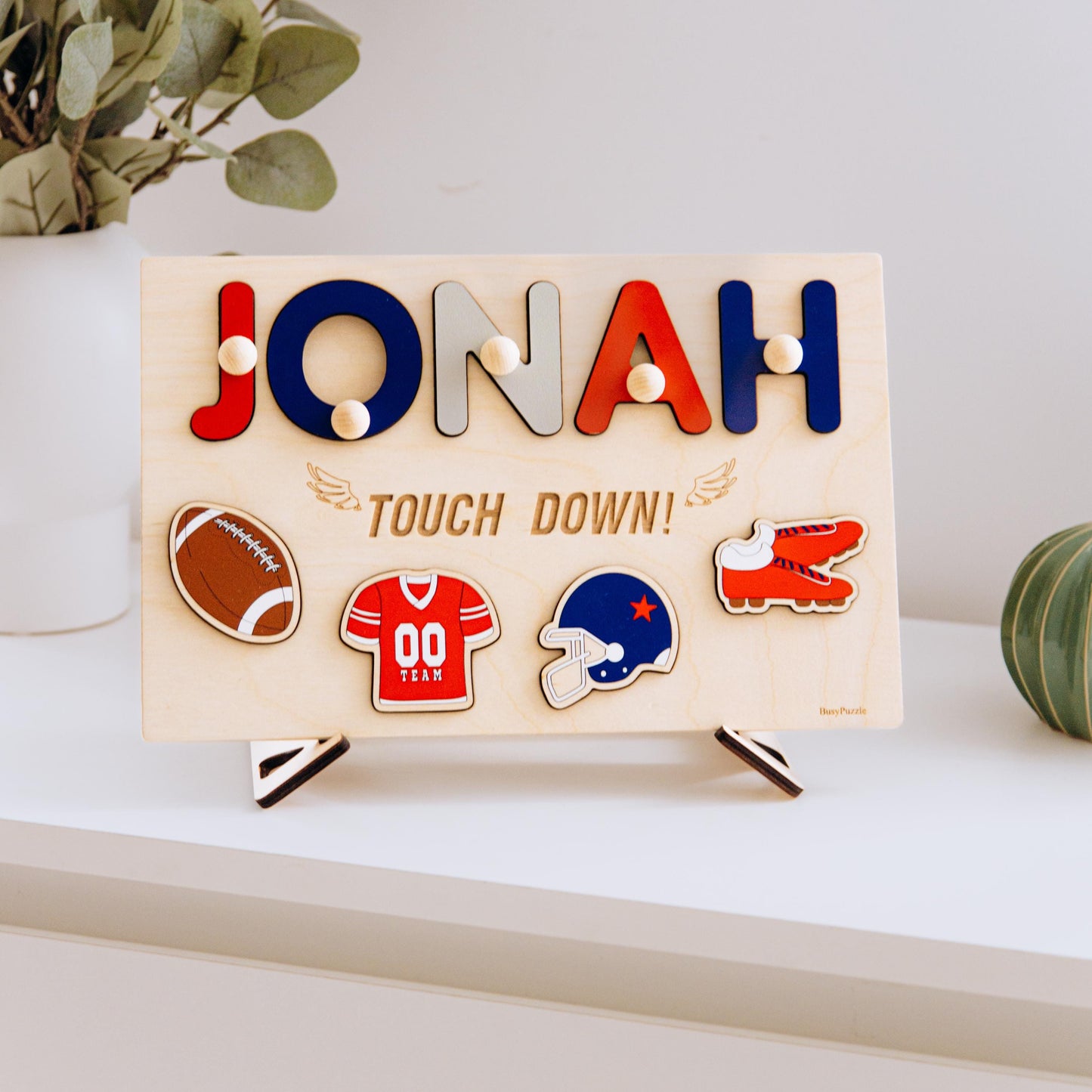 Custom Name Soccer Puzzle Sport Themed Toddler Toy Football Baby Shower Gift 1st Easter Gift