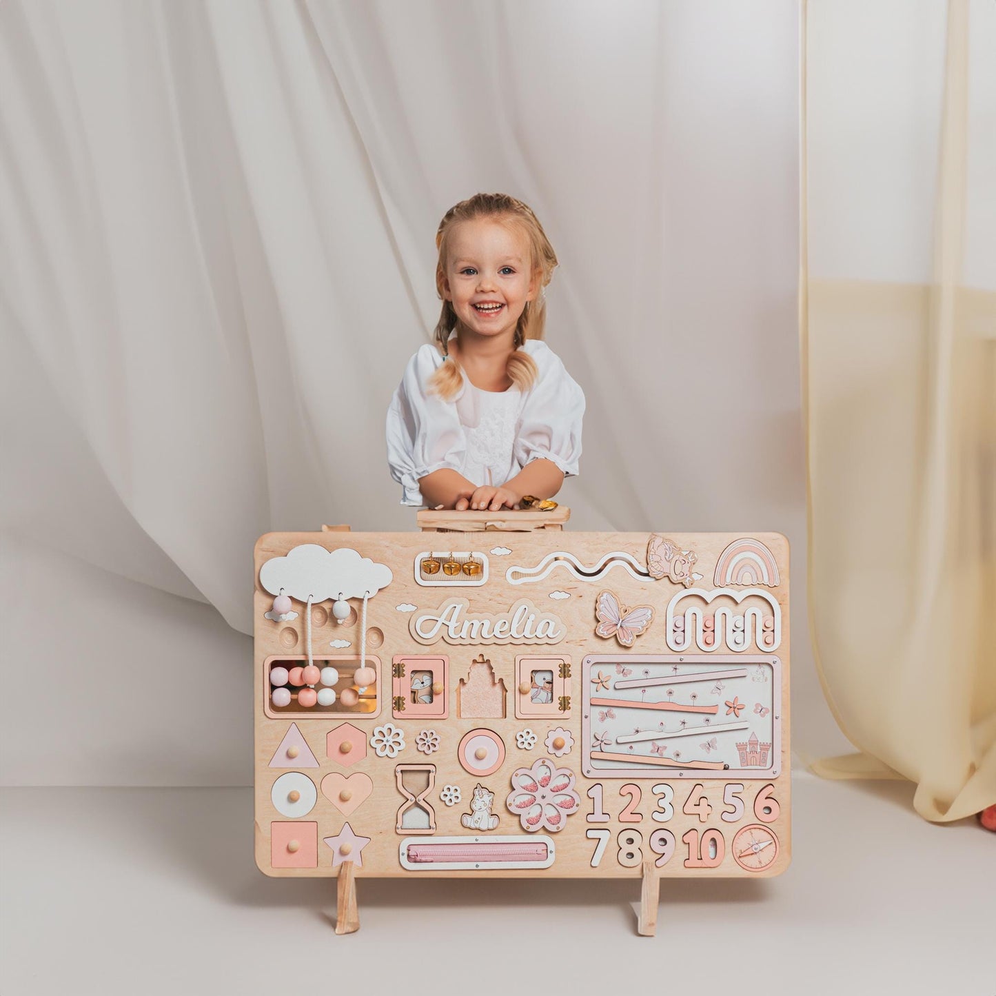 EXTRA LARGE Busy Board Personalized 1st Birthday Gift Montessori Learning Activity Toy