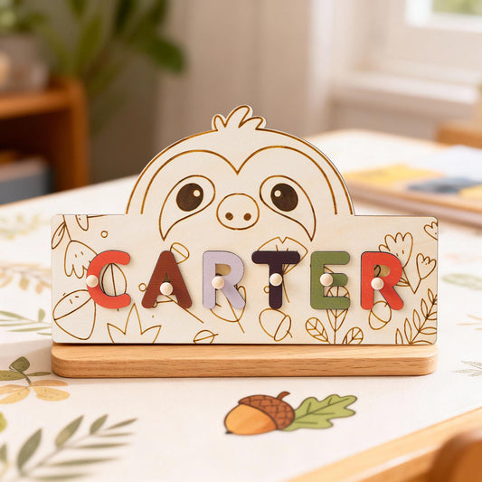 Custom Baby Name Puzzle, Educational Busy Board, Personalized Baby Name, Animal Theme Toddler Toy, 1st Baby birthday gift, Gift for Kids