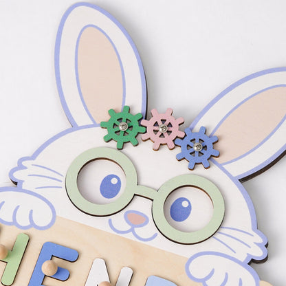 Custom Rabbit Baby Name Puzzle, Personalised Kids Busy Board, Easter Bunny Toy Gift, First Easter Gift for Kids, Baby Boy 1st Birthday Gift