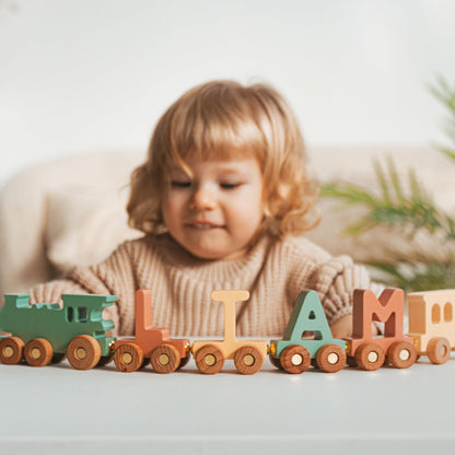 Green Train With Name. 1st Birthday Boy Gift. Personalized Train. Sensory Toys For Toddlers. Baptism Boy Gift. Godson Gift From Godparents.
