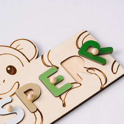 Custom Baby Name Puzzle, Personalized Kids Busy Board, Christmas Gift for Kids, Baby Shower Gift, 1st Birthday Gift, Animal Puzzle Toddler