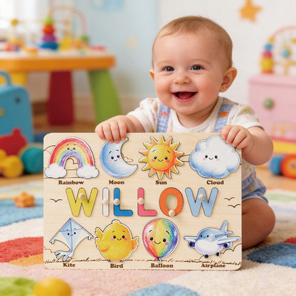 Personalized Baby Name Puzzle, Custom Wooden Montessori Toy, Busy Board Puzzle, Baby First Birthday Gift, Educational Keepsake Toddler