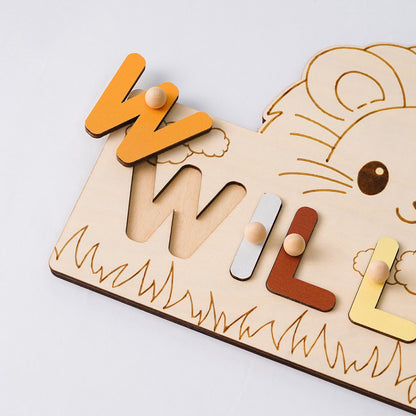 Personalized Baby Name Puzzle, Baby Busy Board, Wooden Puzzle Toddler, Custom baby gifts, 1st Baby Boy birthday gift, Unique New Baby Gift