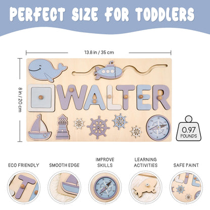 Custom Baby Girl Name Puzzle, Kids Early Learning Busy Board, Baby Room Decor, 1st Birthday Gift for Baby, Wood Educational Toddler Toy Gift