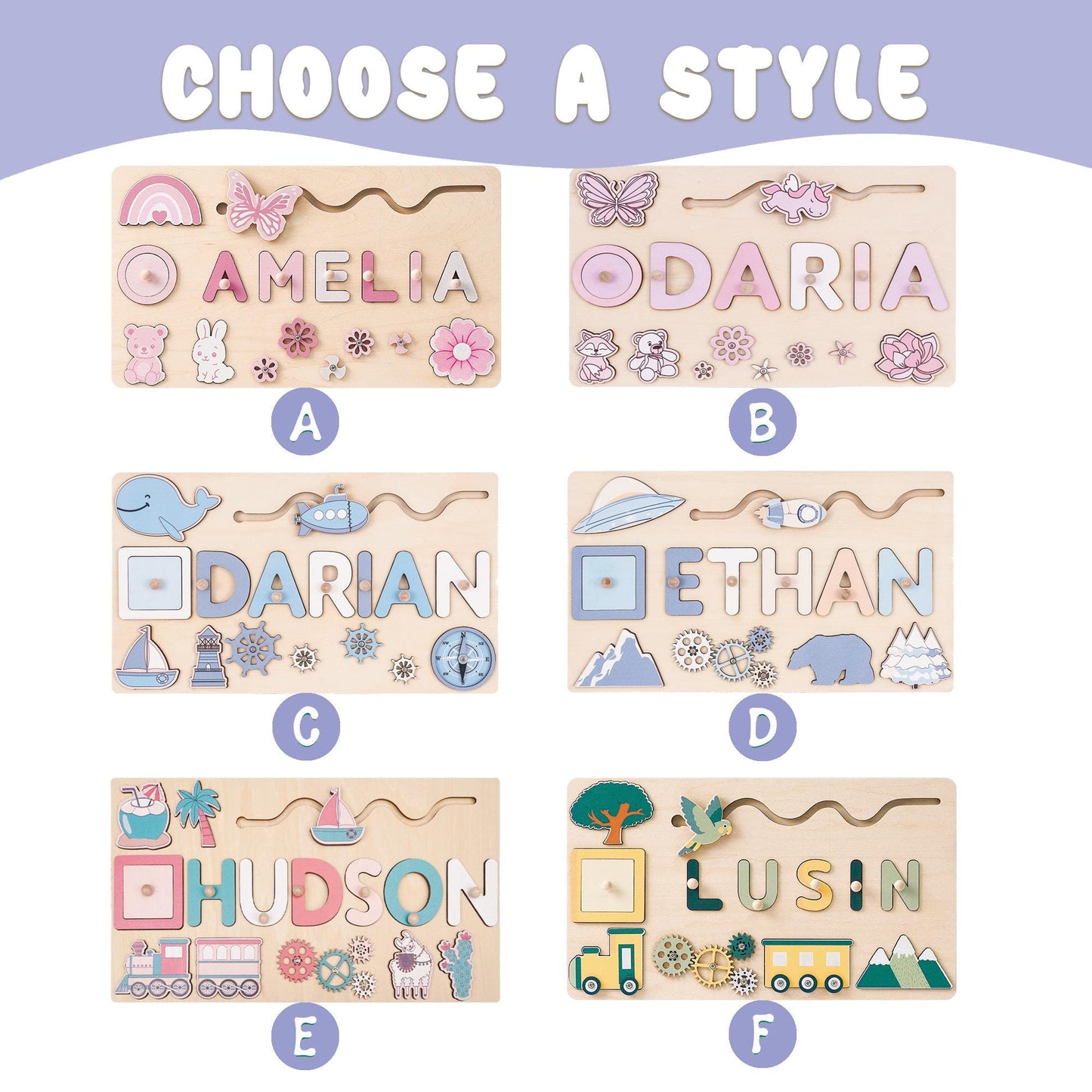 Custom Baby Girl Name Puzzle, Kids Early Learning Busy Board, Baby Room Decor, 1st Birthday Gift for Baby, Wood Educational Toddler Toy Gift