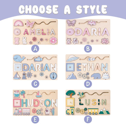 Custom Baby Girl Name Puzzle, Kids Early Learning Busy Board, Baby Room Decor, 1st Birthday Gift for Baby, Wood Educational Toddler Toy Gift
