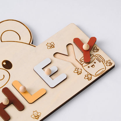 Custom Baby Name Puzzle, Educational Wooden Kids Busy Board, Animal Theme Toddler Toy, 1st birthday gift, Baby Shower Gift, Nursery Decor