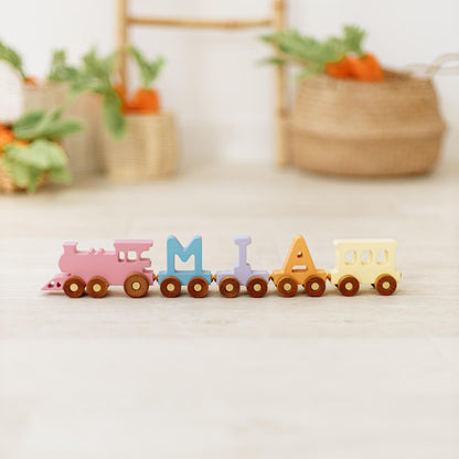 Personalized Wooden Train with Name Kids Room Decor First Easter Gift For Baby Girl