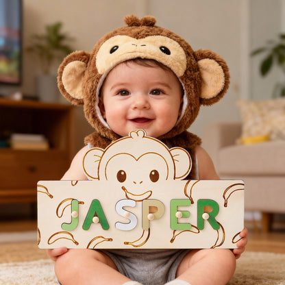 Custom Baby Name Puzzle, Personalized Kids Busy Board, Christmas Gift for Kids, Baby Shower Gift, 1st Birthday Gift, Animal Puzzle Toddler