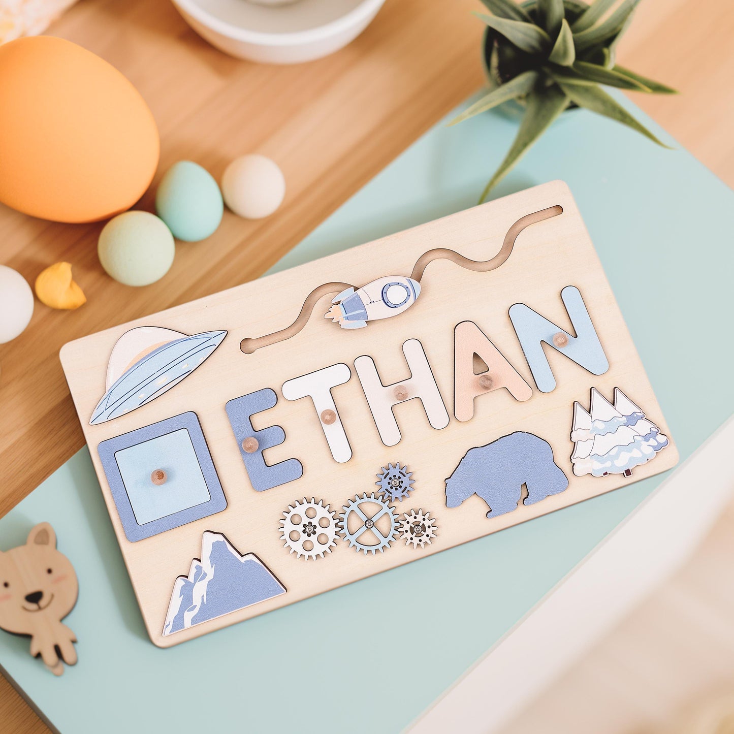 Custom Baby Girl Name Puzzle, Kids Early Learning Busy Board, Baby Room Decor, 1st Birthday Gift for Baby, Wood Educational Toddler Toy Gift