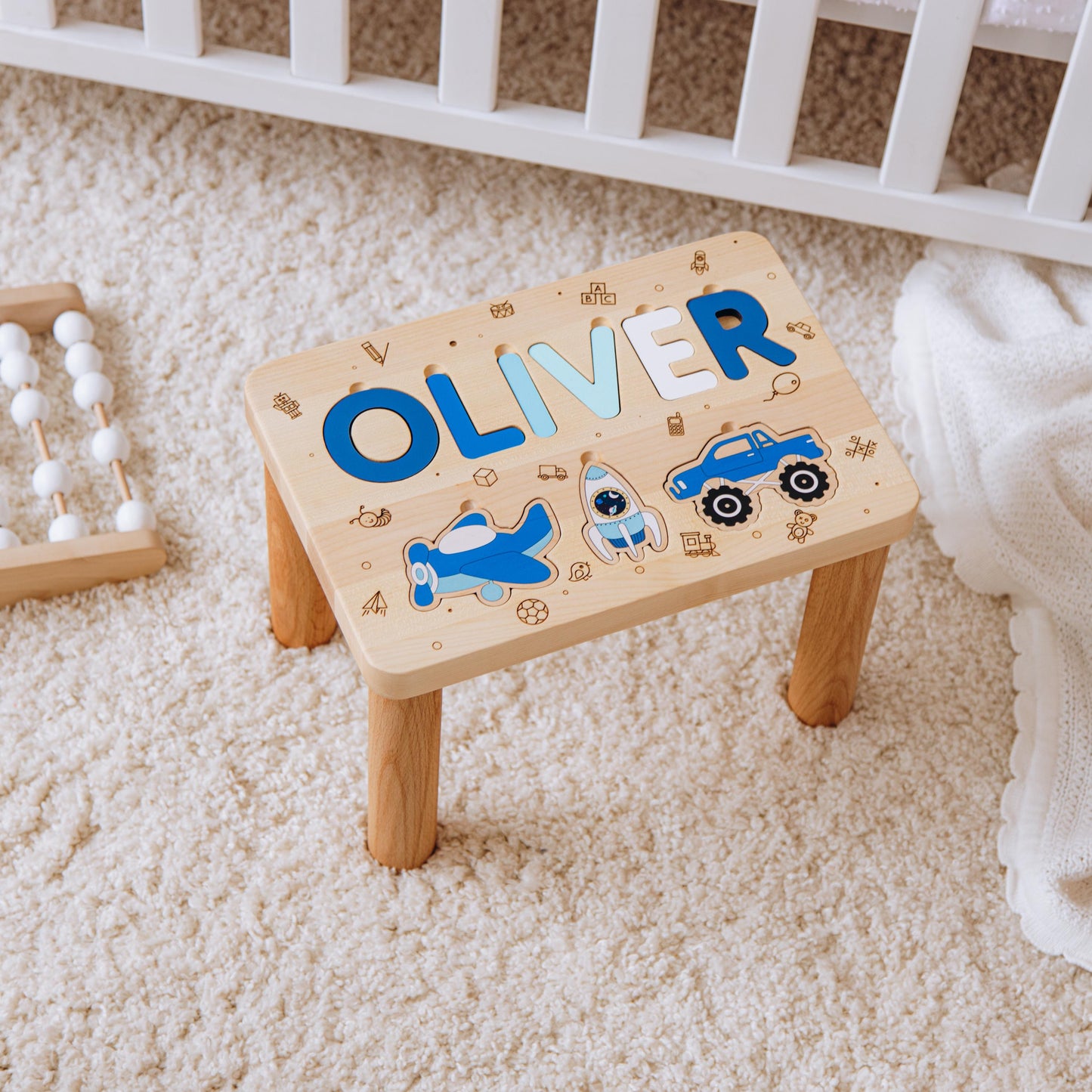 Pink Personalized Step Stool for Girls, Wooden Name Stool, Toddler Helper Stool, Baby Girl Gift, Nursery Furniture