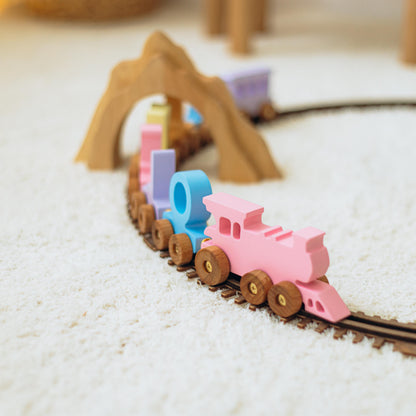 Personalized Wooden Train with Magnetic Carriages - Baby Name Puzzle Train - Fine Motor Skills Toy