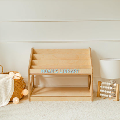Personalized Bookshelf for Baby Girl, Wooden Toddler Book Display, Custom Kids Name Nursery Shelf, Baby Birthday Gift, Playroom Furniture