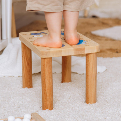 Custom Name Puzzle Stool - Wooden Step Stool for Kids Birthday & Christmas