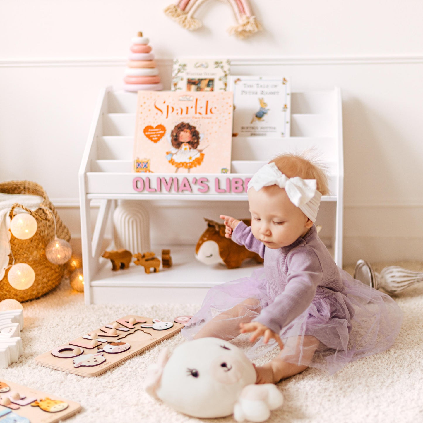 Montessori Bookshelf for Kids, Personalized Book Rack, Wooden Nursery Shelf, Toddler Book Display, Kids Furniture