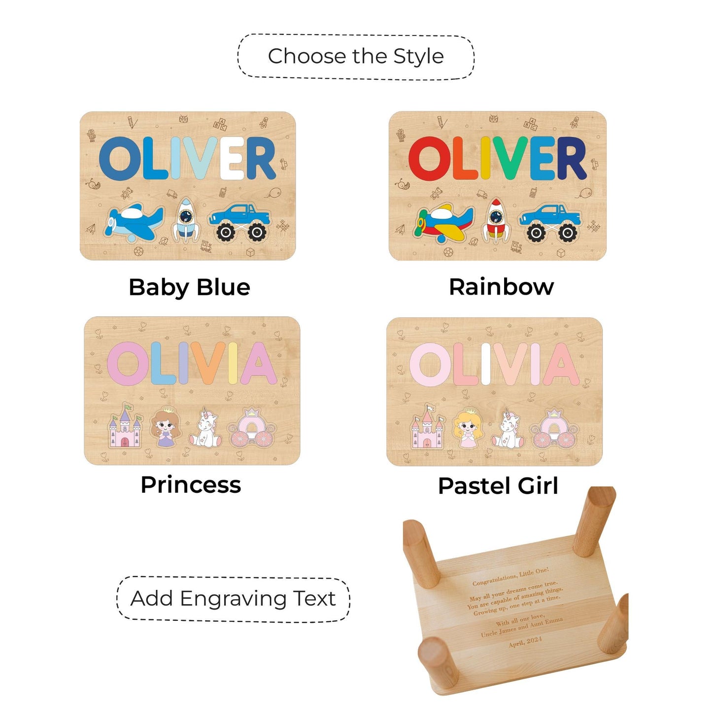 Custom Name Puzzle Stool - Wooden Step Stool for Kids Birthday & Christmas