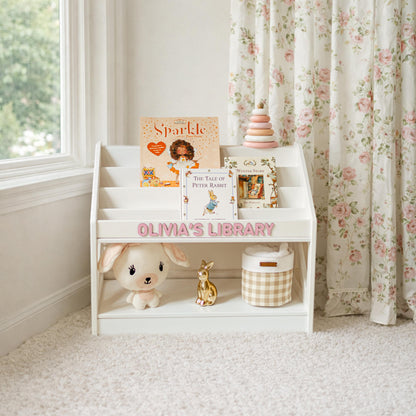 Personalized Kids Bookshelf, Montessori Book Display, Custom Nursery Book Rack, Her First Library, Where Little Stories Begin
