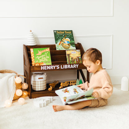 Montessori Bookshelf for Kids, Personalized Book Rack, Wooden Nursery Shelf, Toddler Book Display, Kids Furniture