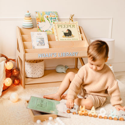 Personalized Bookshelf Toddler Library, Wooden Bookcase For Kids, Playroom Nursery Decor, Gift For Grandson, Minimalist Kids Furniture