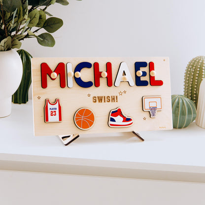 Personalized Baseball Name Puzzle, Wooden Sports Toy for Toddlers, First Birthday Boy Gift