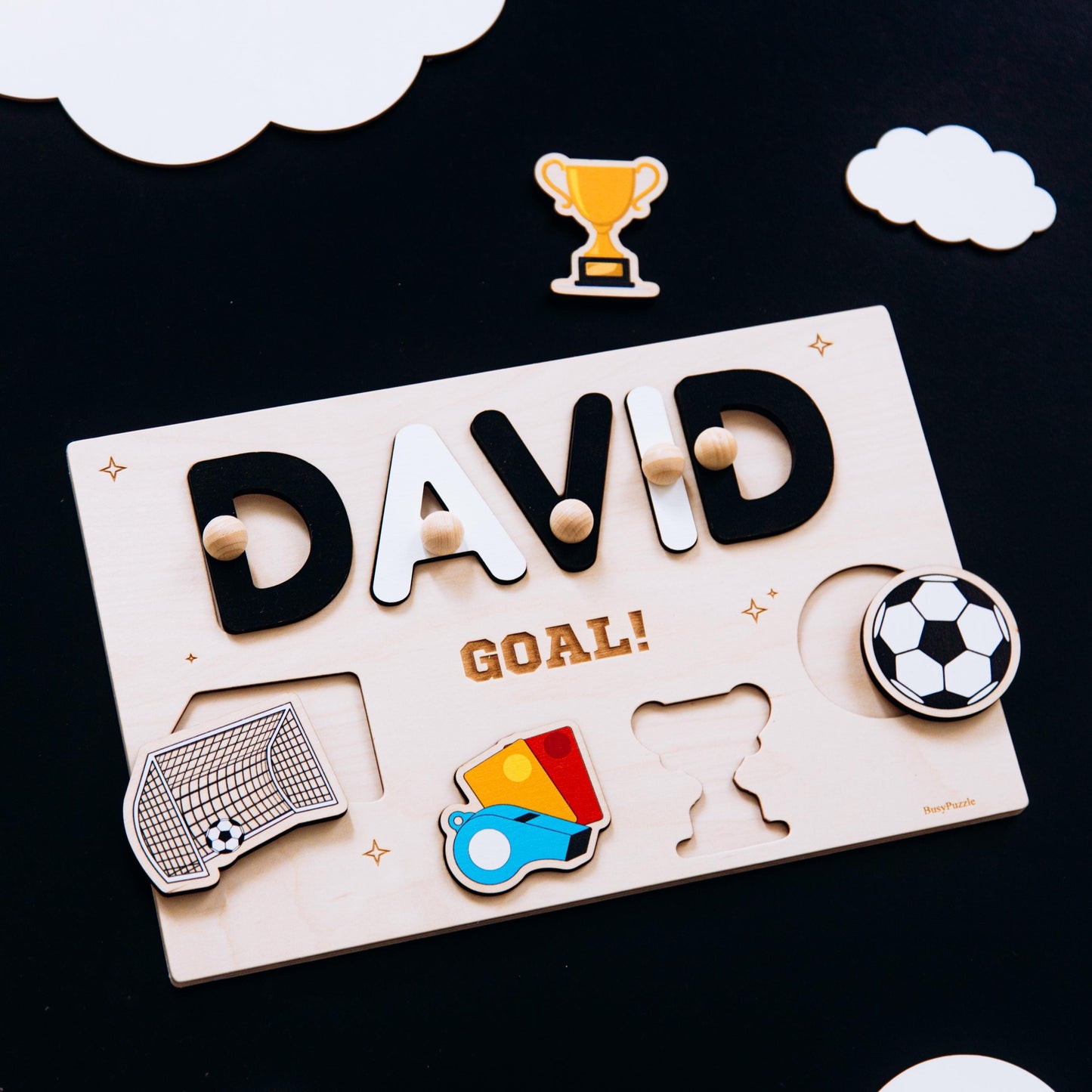 Personalized Baseball Name Puzzle, Wooden Sports Toy for Toddlers, First Birthday Boy Gift
