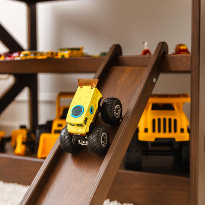 Personalized Wooden Car Garage With Ramps, Toy Car Storage Organizer, Custom Boy Gift