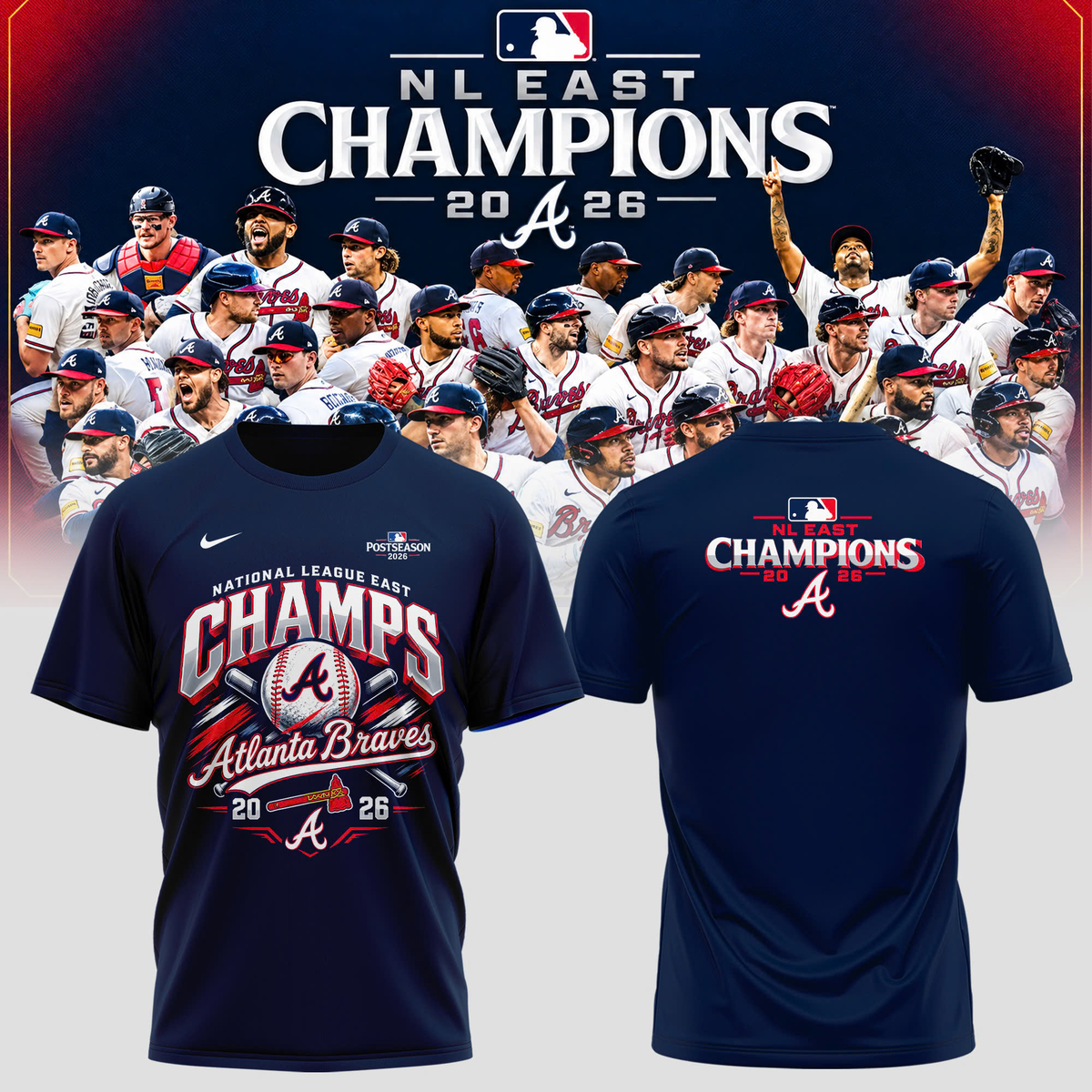 Atlanta Braves - 2026 NL East Champions T-Shirt | QO94