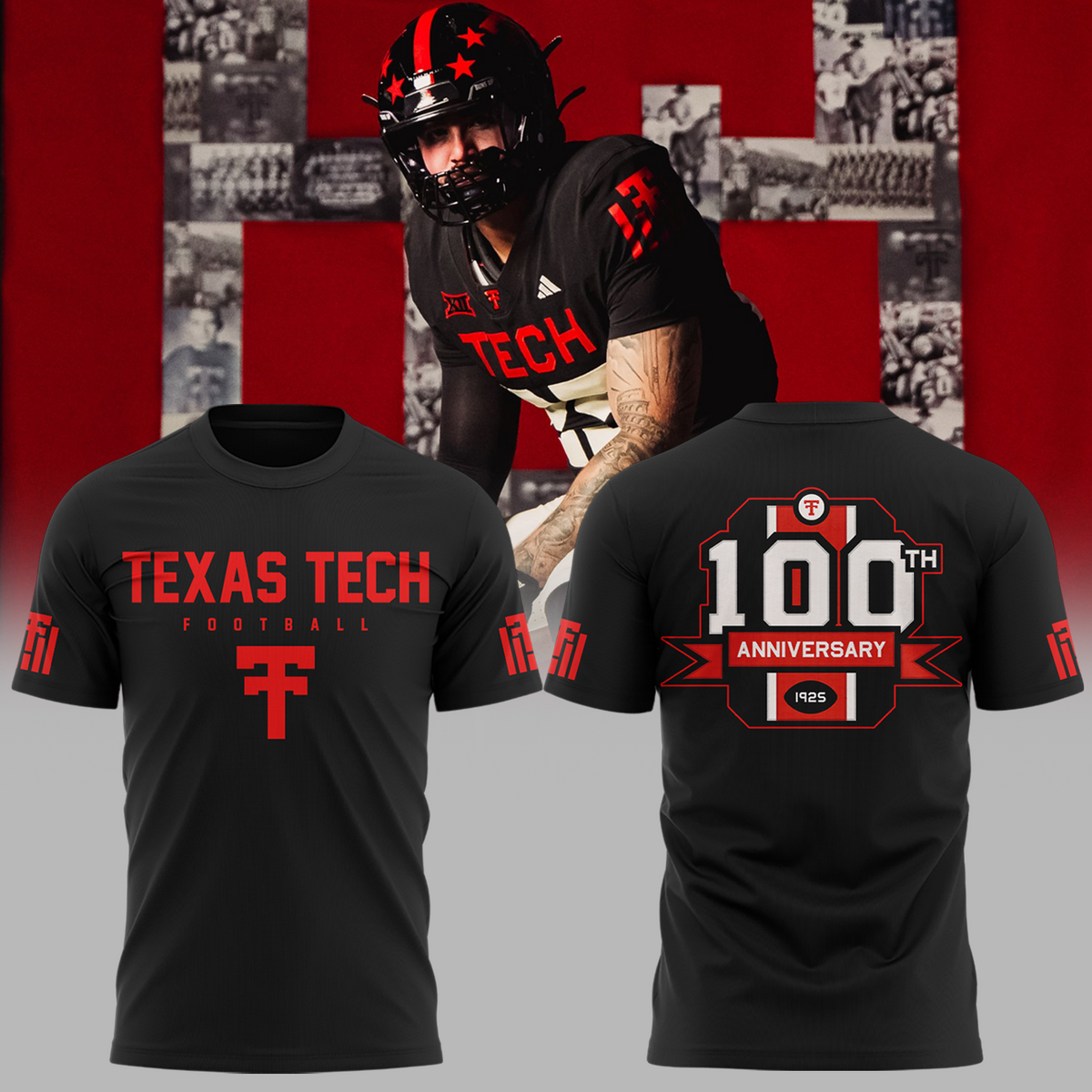 Texas Tech Red Raiders 100th Anniversary Limited Edition Combo T-shirt | SW52