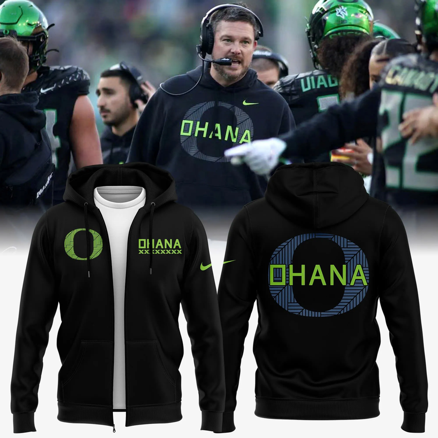 Men's Black Oregon Football Ohana Club Zip Hoodie | PP94