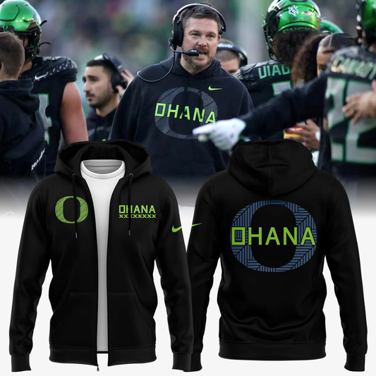 Men's Black Oregon Football Ohana Club Zip Hoodie | PP94