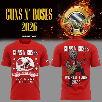 Exclusive Shirt Guns N' Roses x NC State Football - World Tour 2026 T-Shirt | EK28