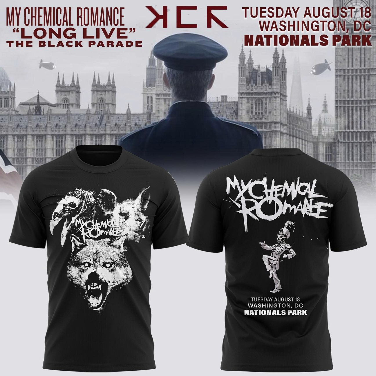 My Chemical Romance The Black Parade 2026 Tour Nationals Park Washington D.C "The Pack" T-shirt | OI50