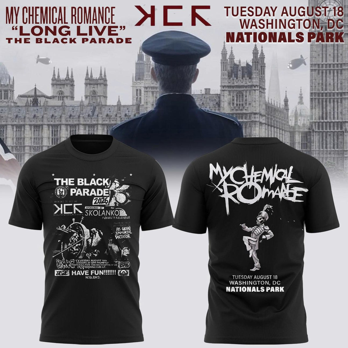 My Chemical Romance The Black Parade 2026 Tour Nationals Park Washington D.C T-shirt | BK26