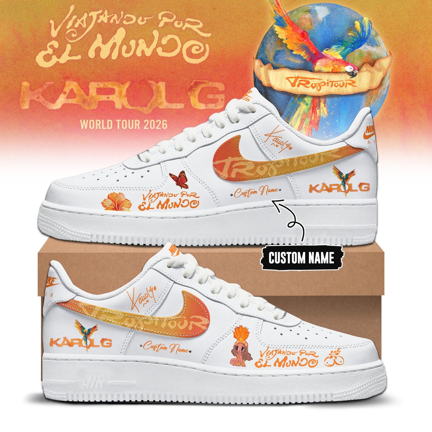 Karol G - Viajando Por El Mundo Tropitour 2026 Limited Edition AF1 Sneakers | VP90