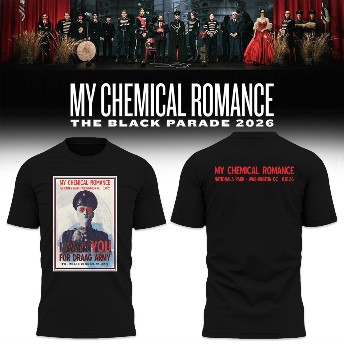 Limited Edition MCR Long Live The Black Parade Tour US 2026 At Washington D.C Tshirt | FJ87