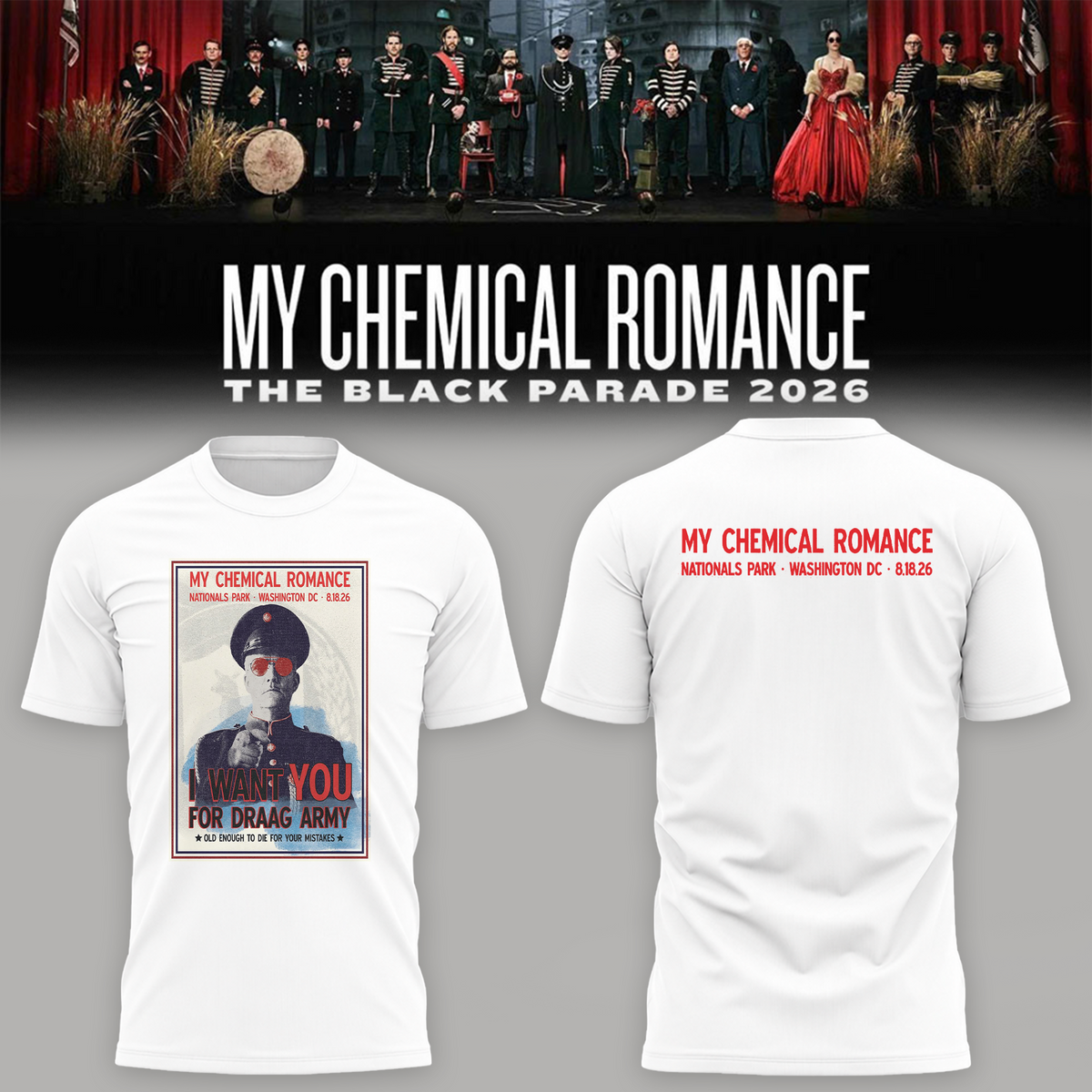Limited Edition MCR Long Live The Black Parade Tour US 2026 At Washington D.C Tshirt | OL51