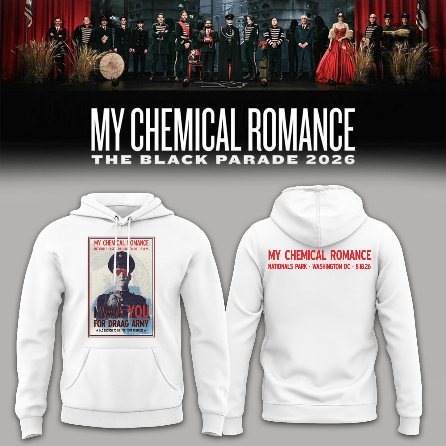 Limited Edition MCR Long Live The Black Parade Tour US 2026 At Washington D.C Hoodie | LP34