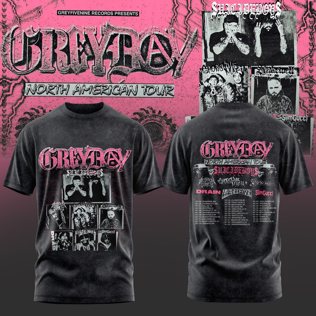 SuicideBoyS: Grey Day Tour 2026 Merch Limited T-Shirt | WY54